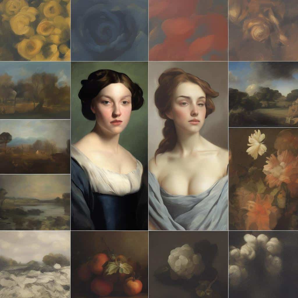 Λιθόγραφη ανάλυση και ιστορικά πλαίσια στην τέχνη, πορτρέτα και τοπία.